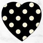 Polka Dots - Cornsilk Yellow on Black Jigsaw Puzzle (Heart)