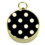 Polka Dots - Cornsilk Yellow on Black Gold Compass