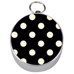 Polka Dots - Cornsilk Yellow on Black Silver Compass