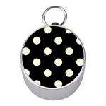 Polka Dots - Cornsilk Yellow on Black Silver Compass (Mini)