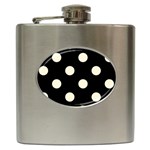 Polka Dots - Cornsilk Yellow on Black Hip Flask (6 oz)