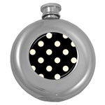 Polka Dots - Cornsilk Yellow on Black Hip Flask (5 oz)