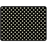 Polka Dots - Blond Yellow on Black Fleece Blanket (Large) (One Side)