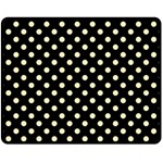 Polka Dots - Blond Yellow on Black Fleece Blanket (Medium) (One Side)