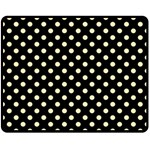 Polka Dots - Blond Yellow on Black Double Sided Fleece Blanket (Medium) (Two Sides)