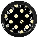 Polka Dots - Blond Yellow on Black Wall Clock (Black)