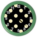 Polka Dots - Blond Yellow on Black Color Wall Clock