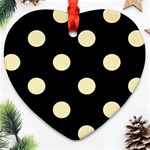 Polka Dots - Blond Yellow on Black Ornament (Heart)