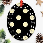 Polka Dots - Blond Yellow on Black Ornament (Bell) Ornament (Oval Filigree)