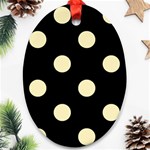 Polka Dots - Blond Yellow on Black Oval Ornament (Two Sides)