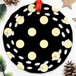 Polka Dots - Blond Yellow on Black Ornament (Round Filigree)