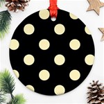 Polka Dots - Blond Yellow on Black Ornament (Round)