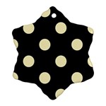 Polka Dots - Blond Yellow on Black Ornament (Snowflake)