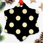 Polka Dots - Blond Yellow on Black Snowflake Ornament (Two Sides)