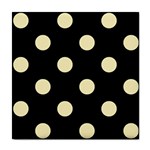 Polka Dots - Blond Yellow on Black Tile Coaster