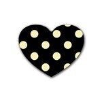 Polka Dots - Blond Yellow on Black Rubber Coaster (Heart)