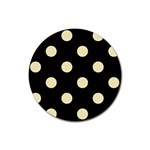 Polka Dots - Blond Yellow on Black Rubber Round Coaster (4 pack)