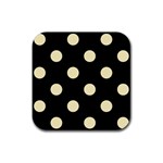 Polka Dots - Blond Yellow on Black Rubber Coaster (Square)