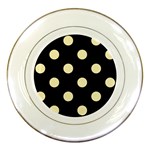 Polka Dots - Blond Yellow on Black Porcelain Plate