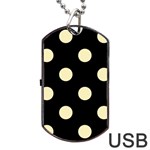 Polka Dots - Blond Yellow on Black Dog Tag USB Flash (One Side)