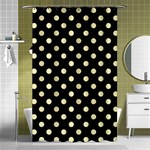 Polka Dots - Blond Yellow on Black Shower Curtain 48  x 72  (Small)