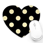 Polka Dots - Blond Yellow on Black Heart Mousepad