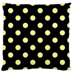 Polka Dots - Pastel Yellow on Black Large Cushion Case (One Side)