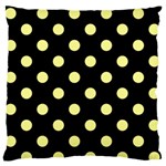 Polka Dots - Pastel Yellow on Black Large Flano Cushion Case (One Side)