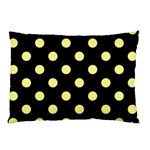 Polka Dots - Pastel Yellow on Black Pillow Case (One Side)