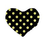 Polka Dots - Pastel Yellow on Black Standard 16  Premium Heart Shape Cushion