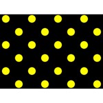 Polka Dots - Yellow on Black Birthday Cake 3D Greeting Card (7x5)