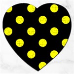 Polka Dots - Yellow on Black Jigsaw Puzzle (Heart)