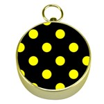 Polka Dots - Yellow on Black Gold Compass