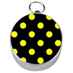 Polka Dots - Yellow on Black Silver Compass