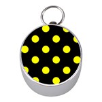 Polka Dots - Yellow on Black Silver Compass (Mini)