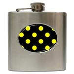 Polka Dots - Yellow on Black Hip Flask (6 oz)