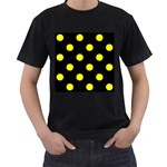 Polka Dots - Yellow on Black Men s T-Shirt (Black)