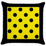 Polka Dots - Black on Canary Yellow Throw Pillow Case (Black)