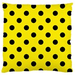 Polka Dots - Black on Canary Yellow Standard Flano Cushion Case (One Side)