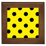 Polka Dots - Black on Canary Yellow Framed Tile