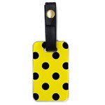 Polka Dots - Black on Canary Yellow Luggage Tag (One Side)