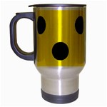 Polka Dots - Black on Canary Yellow Travel Mug (Silver Gray)