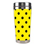 Polka Dots - Black on Canary Yellow Stainless Steel Travel Tumbler