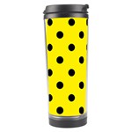 Polka Dots - Black on Canary Yellow Travel Tumbler