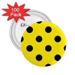 Polka Dots - Black on Canary Yellow 2.25  Button (100 pack)