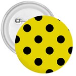 Polka Dots - Black on Canary Yellow 3  Button