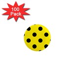 Polka Dots - Black on Canary Yellow 1  Mini Magnet (100 pack)