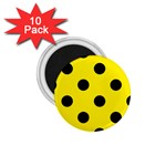 Polka Dots - Black on Canary Yellow 1.75  Magnet (10 pack)