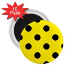 Polka Dots - Black on Canary Yellow 2.25  Magnet (10 pack)