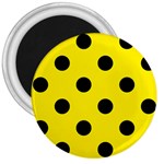 Polka Dots - Black on Canary Yellow 3  Magnet